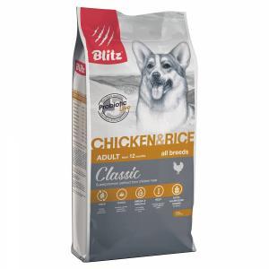 Blitz Adult Chicken & Rice сухой корм для собак курица рис