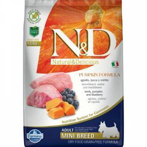Farmina N&D Pumpkin Adult Mini беззерновой с ягненком, черникой и тыквой сухой корм для собак мелких пород