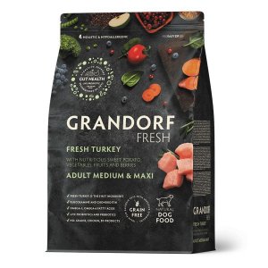 Grandorf Fresh Dog Med&Maxi Turkey&Sweet Potato сухой корм для собак с живыми пробиотиками средних и крупных пород индейка батат