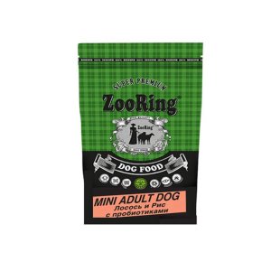 ZooRing Mini Adult Dog Сухой корм для собак, Лосось / Рис с пробиотиками