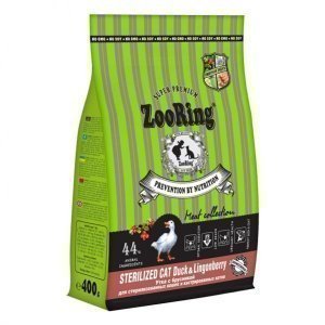 Zooring Sterilized Cat Duck&Lingonberry Утка с брусникой Сухой корм для стерилизованных кошек и кастрированных котов